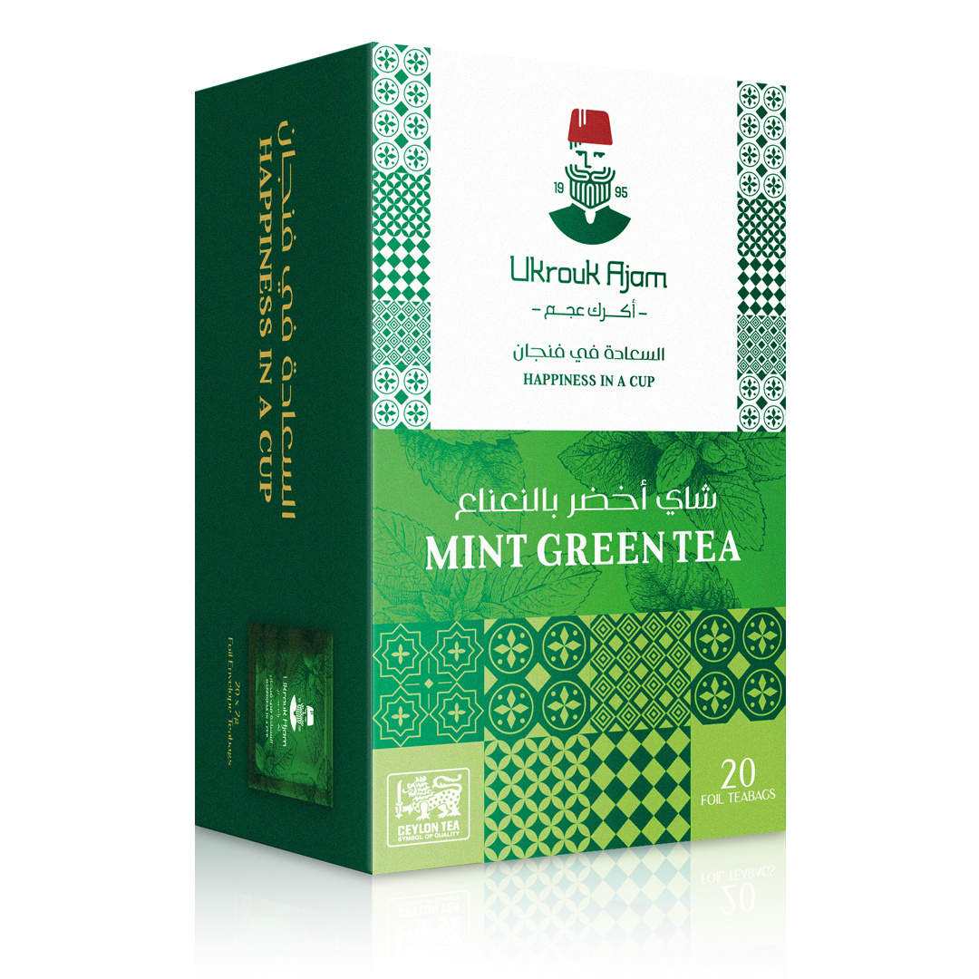 Ukrouk Ajam Mint Green Ceylon Tea Envelope Bags - Pack of 20