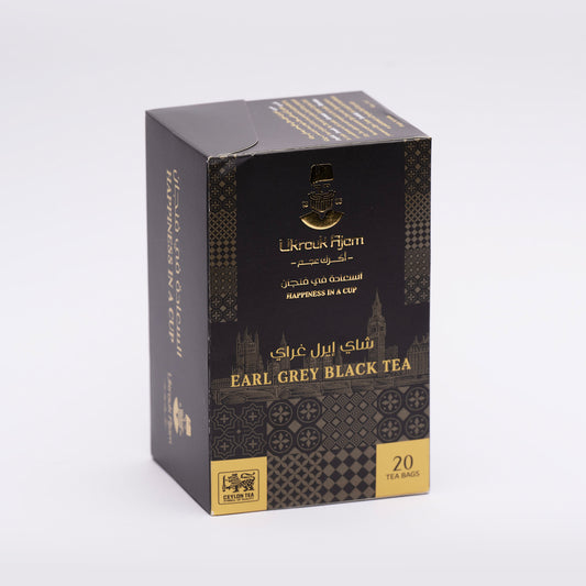 Ukrouk Ajam Pure Ceylon Earl Grey Black Tea (20 Foil Tea Bags)